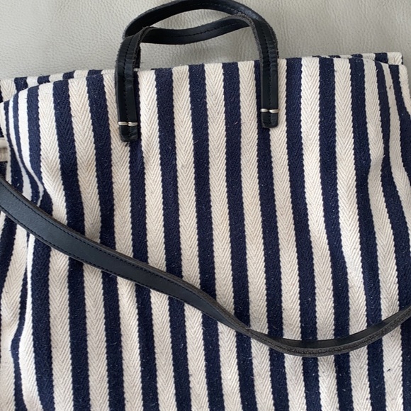 12345678
Clare V. Striped Tote Navy Linen Tote Bag - Picture 2 of 4